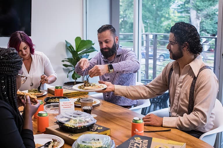 busy professional eating